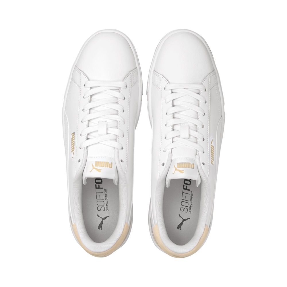 gold and white puma sneakers