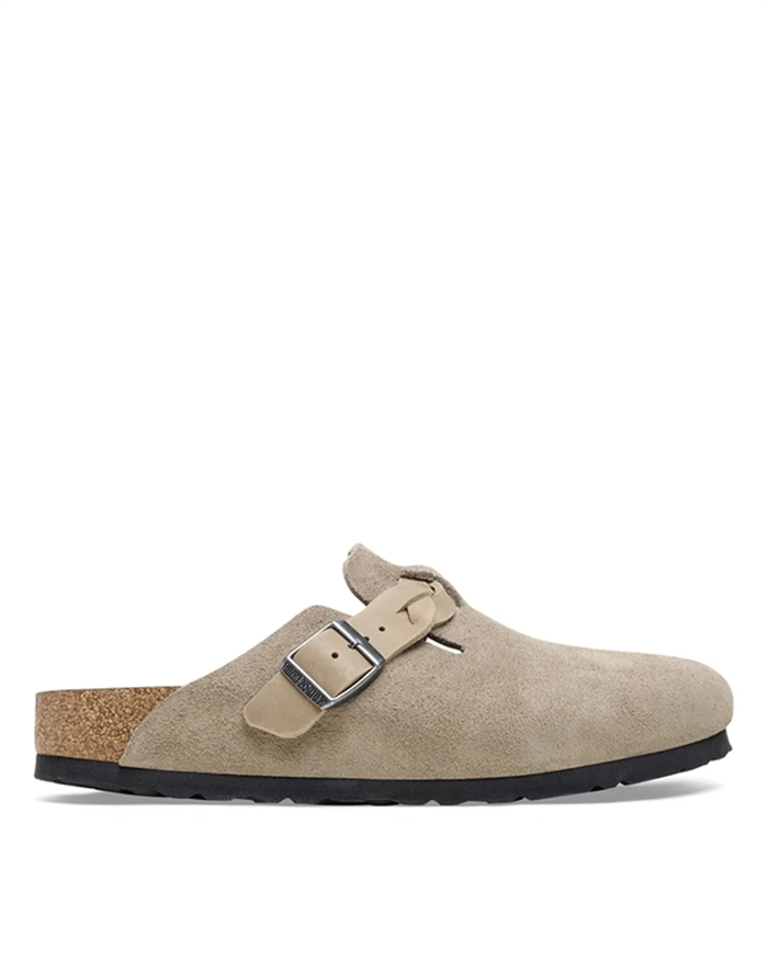 Boston Suede Leather Braided Sandal - Taupe - Birkenstock