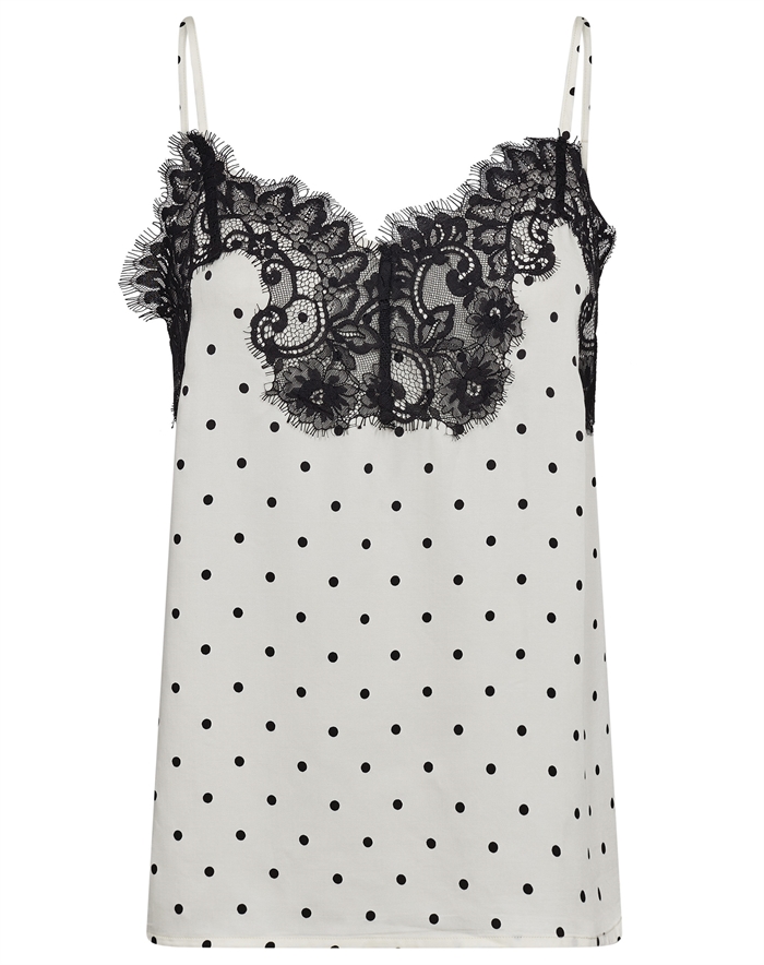 Co\' Couture - AmeliCC Dot Lace Singlet Top - Off White