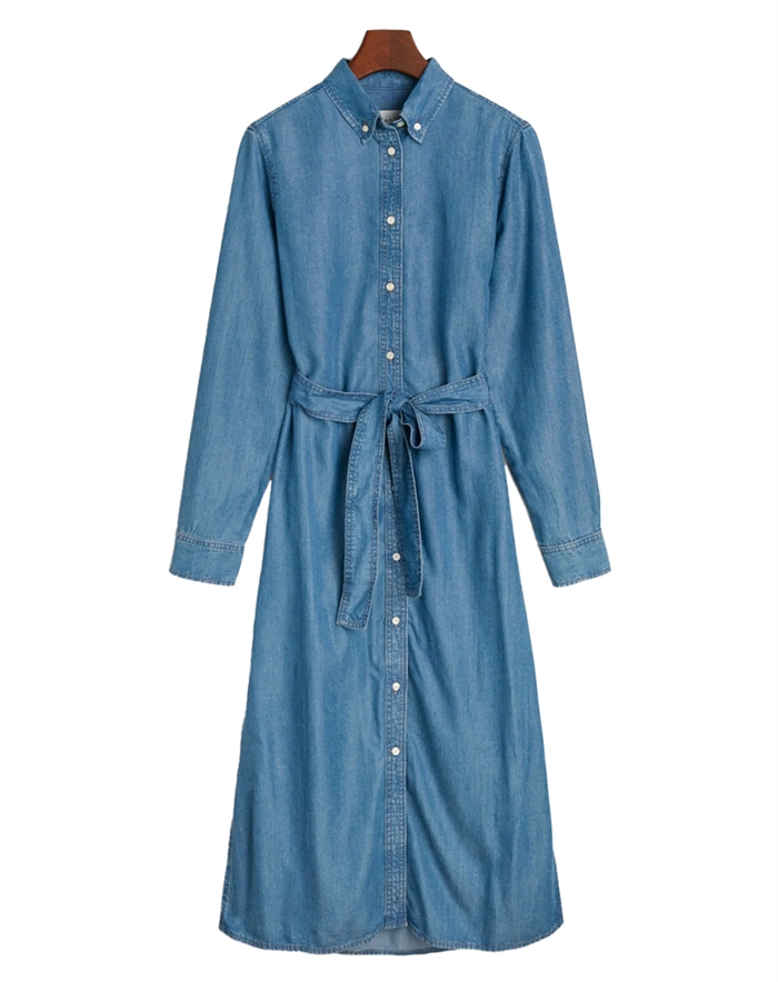 Gant - Reg Chambray Kjole - Light Indigo