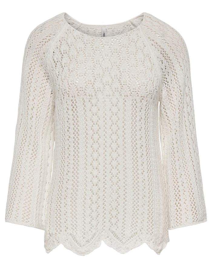 Only - ONLNola Loose O-Neck Strik - Cloud Dancer