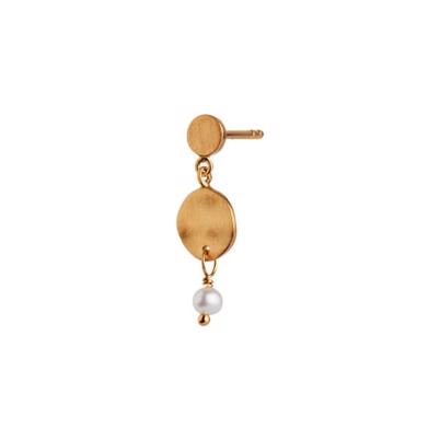 Stine A Petit Hammered Coin And Stone Ørering Gold Pearl