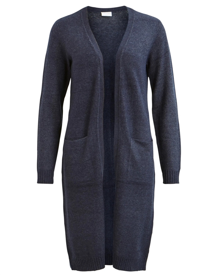 Vila -Viril Long Strik Cardigan - Total Eclipse