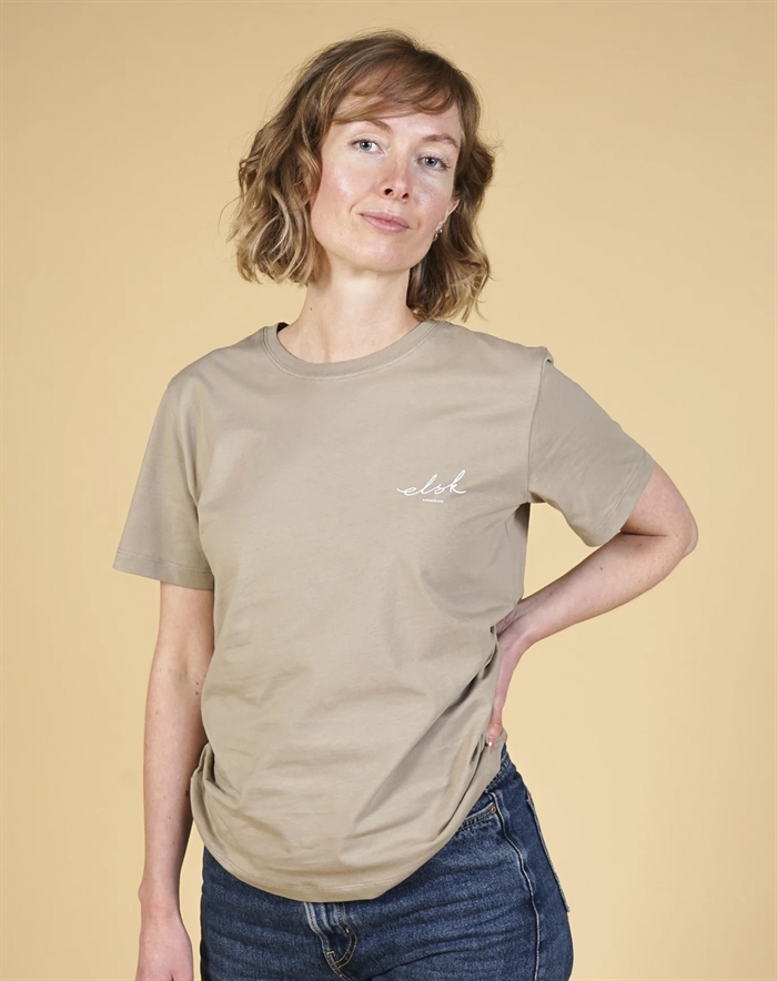Elsk - Signed Basic Womens Casual T-shirt - Cashew Beige