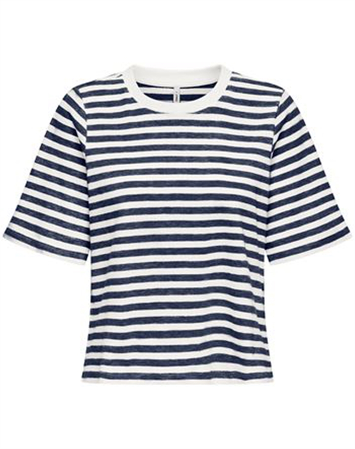 Only - ONLCarlina Life O-Neck T-shirt - Cloud Dancer/Naval Academy