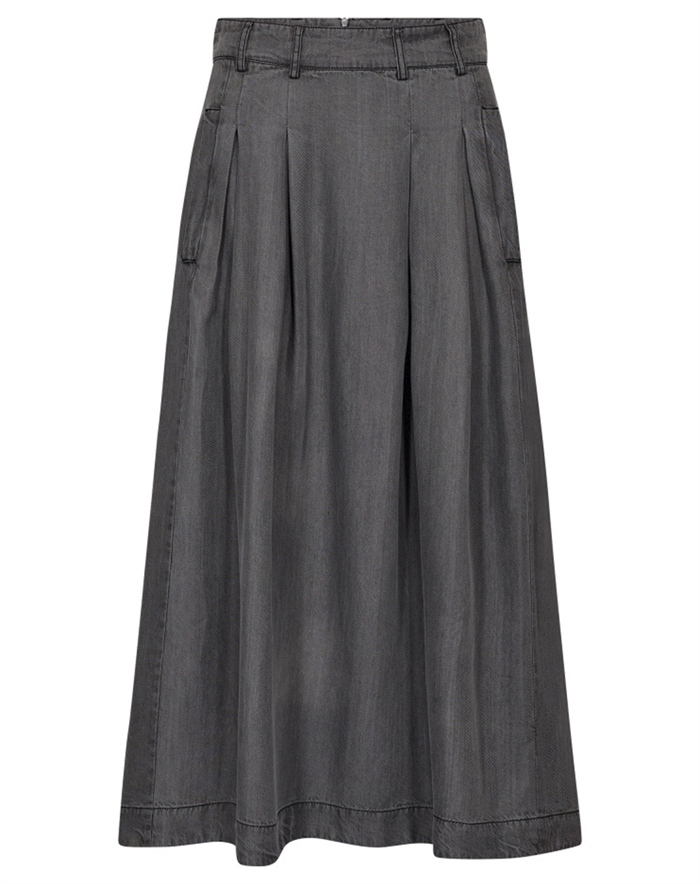 Co´couture - Anya CC Denim Pleat Nederdel - Mid Grey