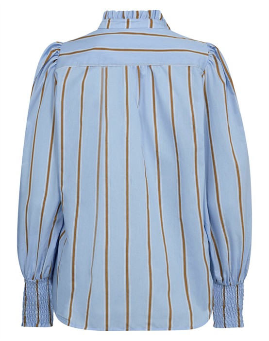 Amora CC Stripe V-Neck Skjorte - Pale Blue
