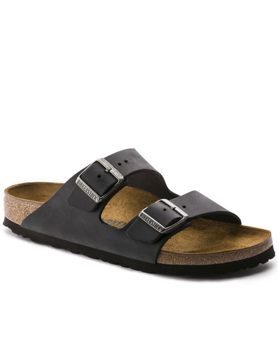 Arizona Oiled Leather Sandal - Black  