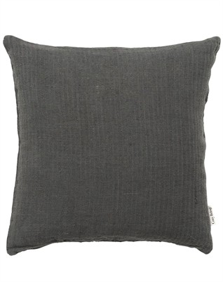 Linen Rustic Pude - Coal - 50 x 50 Cm