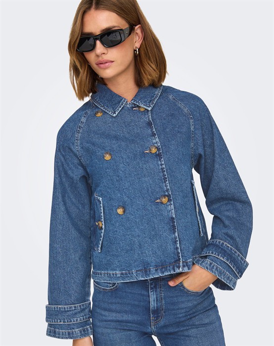 April Short Denim Trenchcoat