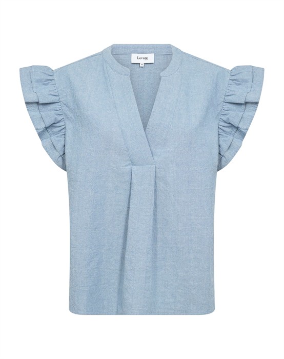 LR-Lennon 2 Bluse - Blue Cotton