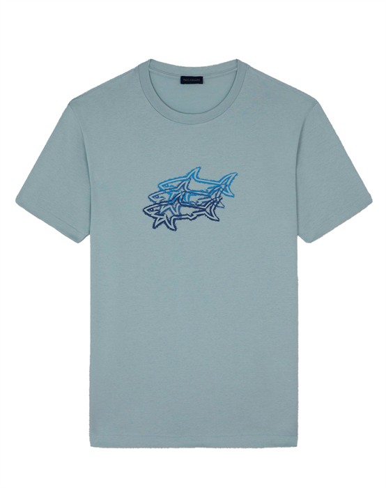 Multicolor Shark Print T-shirt