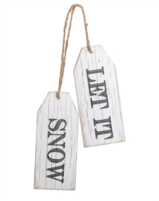 Let It Snow Skilt - Antuque Hvid