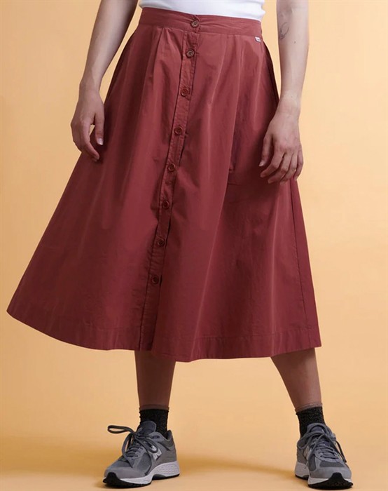 Elsk - Poplin Womens Nederdel - Mahogany Red