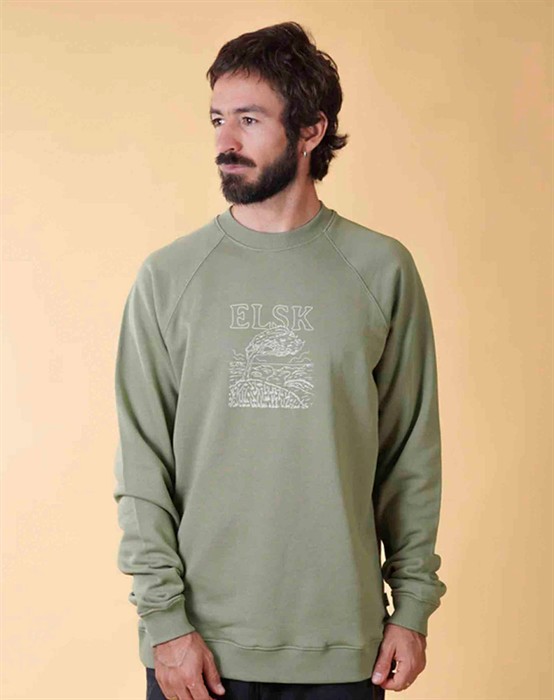 Wind Men\'s Raglan Sweatshirt - Olive Green