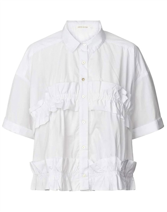 Paige Poplin Frill Top