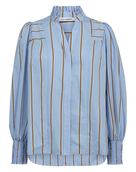 Amora CC Stripe V-Neck Skjorte - Pale Blue