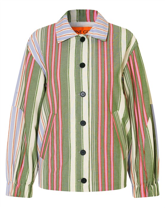 Oversized Utility Workwear Jakke - Forest Stripe
