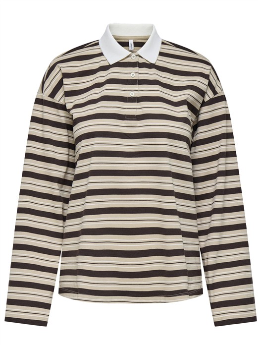 ONLAminah Life Stripet Polo - Nomad/Black Coffee