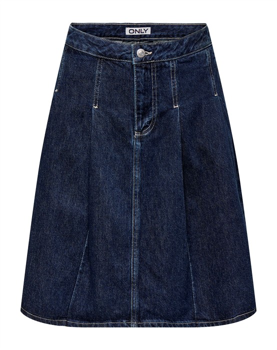 Nina Pleated Denim Nederdel - Dark Blue Denim