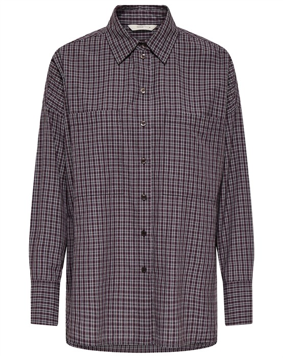 ONLFenna L/S Oversize Skjorte - Winetasting/Grey/White