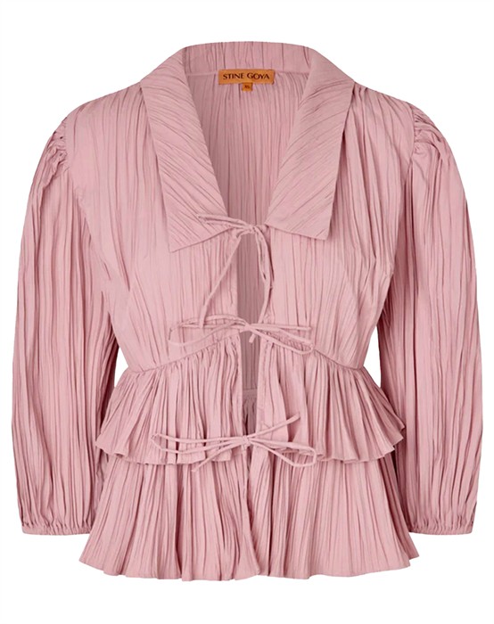 Balloon Sleeve Tie Bluse - Pink Nectar