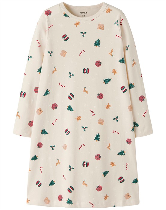 NMFVismas LS Natkjole - Whitecap Gray