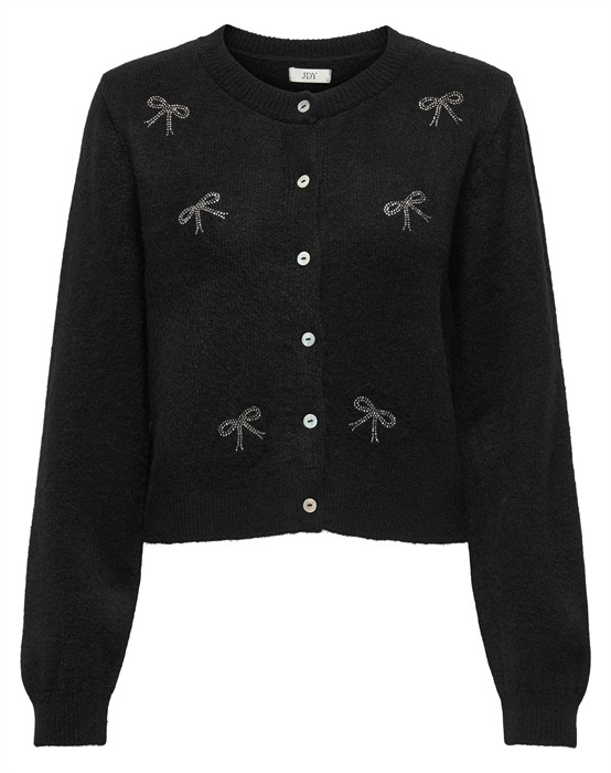 JDYFaye O-Neck Bow Cardigan - Black/W. Silver