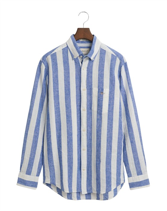 Regular Linen Stripe Skjorte 