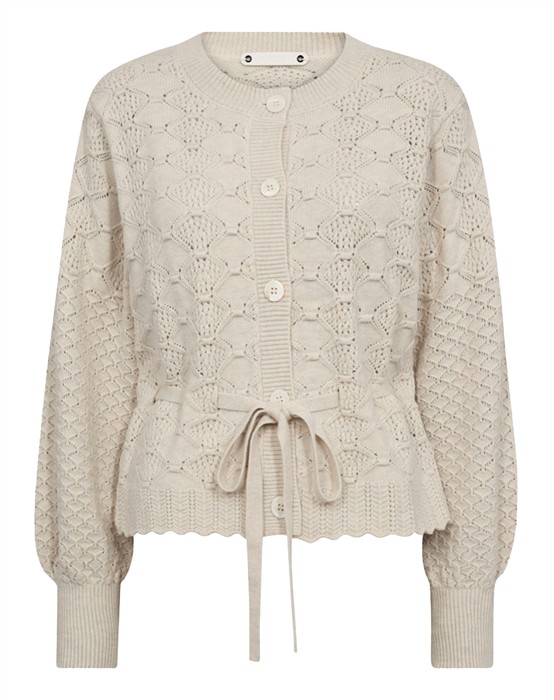 Co Couture - Row CC Pointelle Tie Cardigan - Ivory