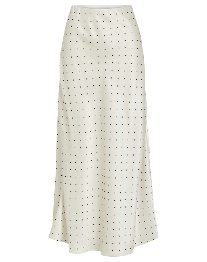 Vila - VIFadia Midi Ankle Nederdel - Cloud Dancer/Black Dots