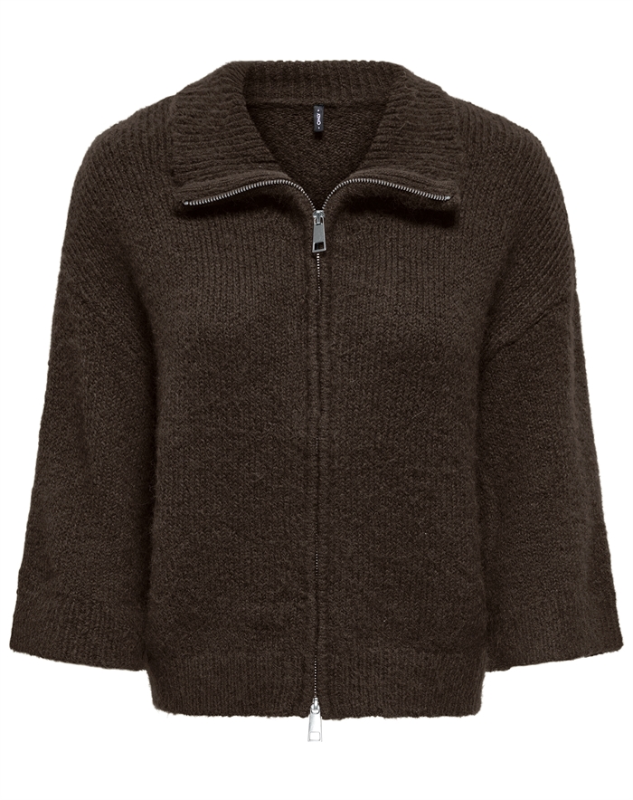 Only - ONLMaggie Wide Zip Cardigan - Coffe Bean