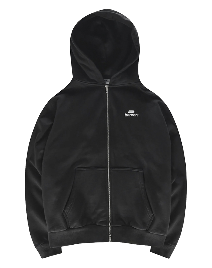 Bareen - Logo Oversized Zip Hoodie - Black