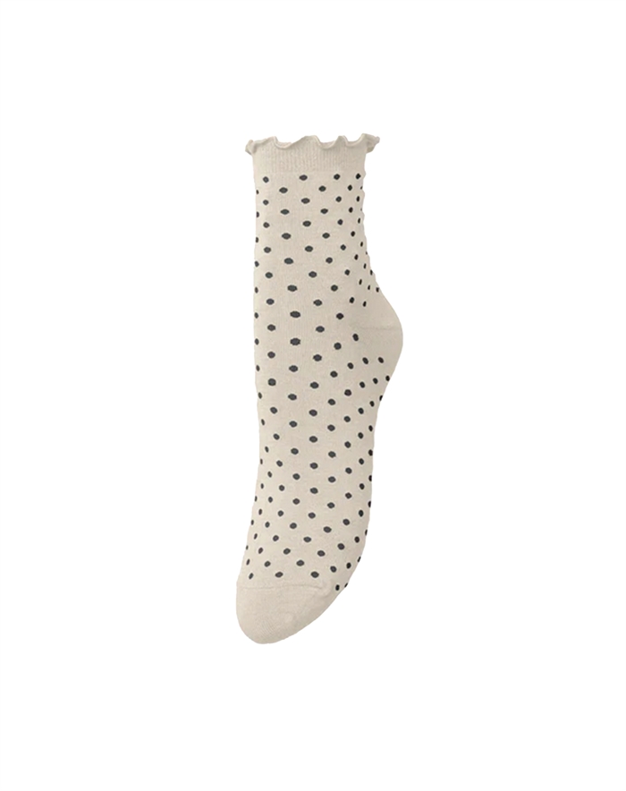 Beck Söndergaard - Dotted Frilla Short Strømpe - Birch White