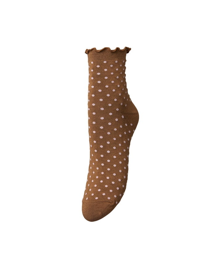 Beck Söndergaard - Dotted Frilla Short Strømper - Mocha Brown 