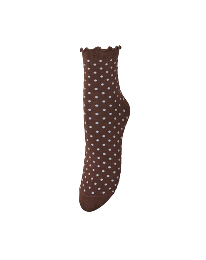 Beck Söndergaard - Dotted Frilla Short Strømpe - Chocolate Brown