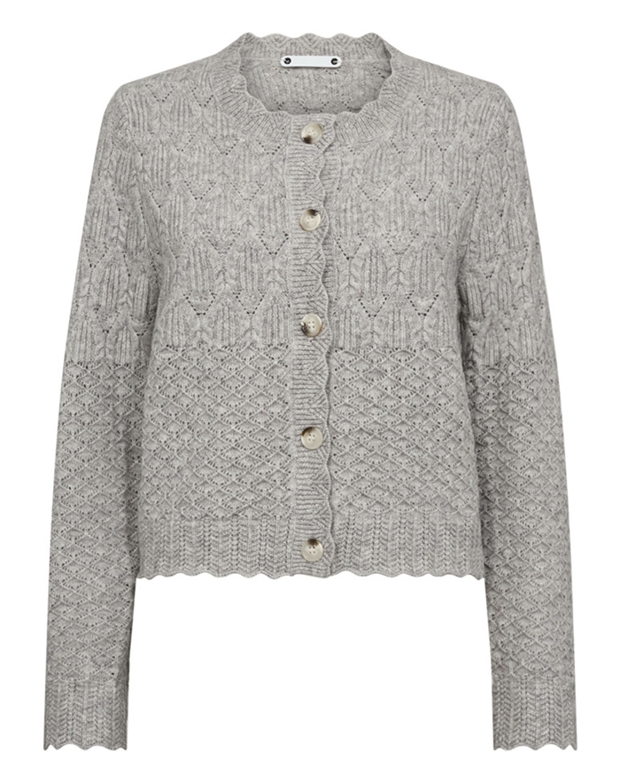 Co Couture - Pointelle CC Cardigan - Pale Grey