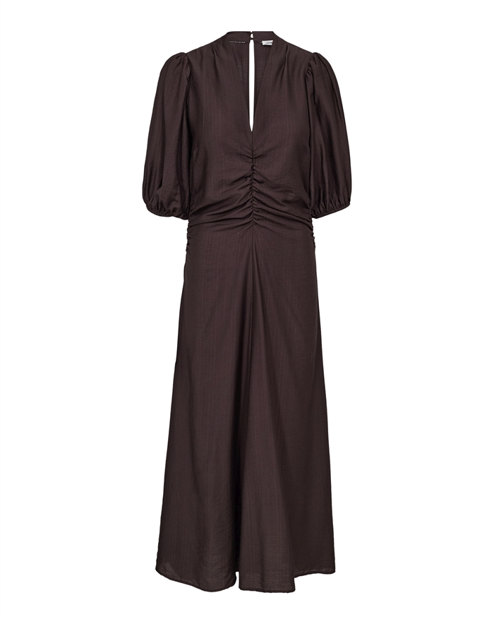 Co\' Couture - HeraCC Puff Kjole - Dark Brown 