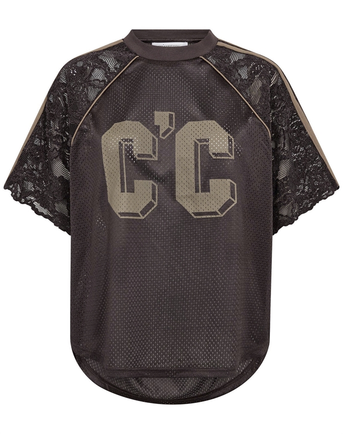 Co\'Couture - TreyCC Logo Lace T-Shirt - Dark Brown