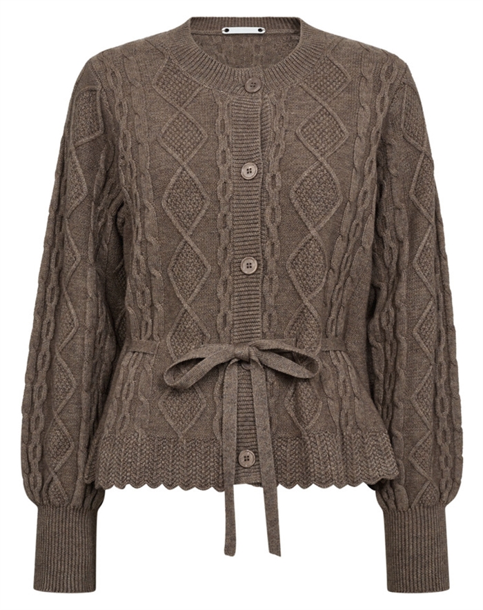 Co\'Couture - Row CC Cable Tie Cardigan - Walnut 