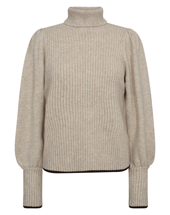 Co\'Couture - Row CC Puff Rib Roll Neck Strik - Creme