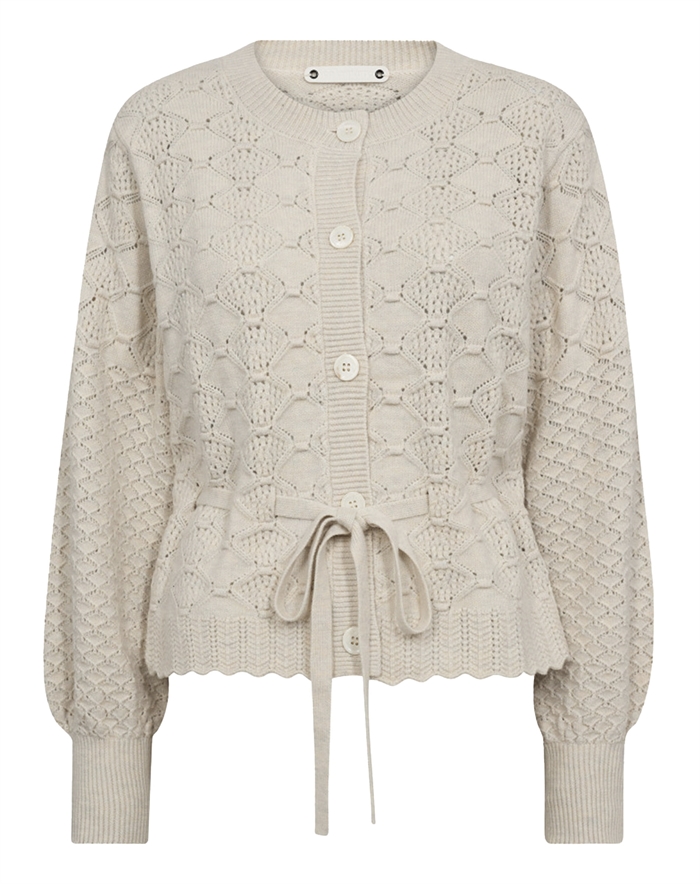 Co Couture - Row CC Pointelle Tie Cardigan - Ivory