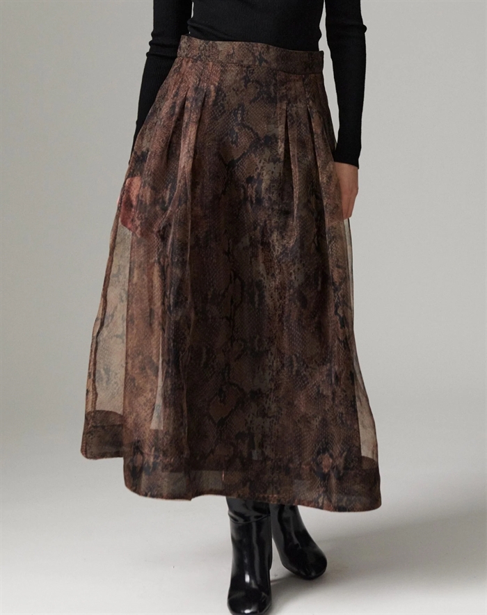 Day Birger et Mikkelse - DAYChai Organza Nederdel - Brown Snakey