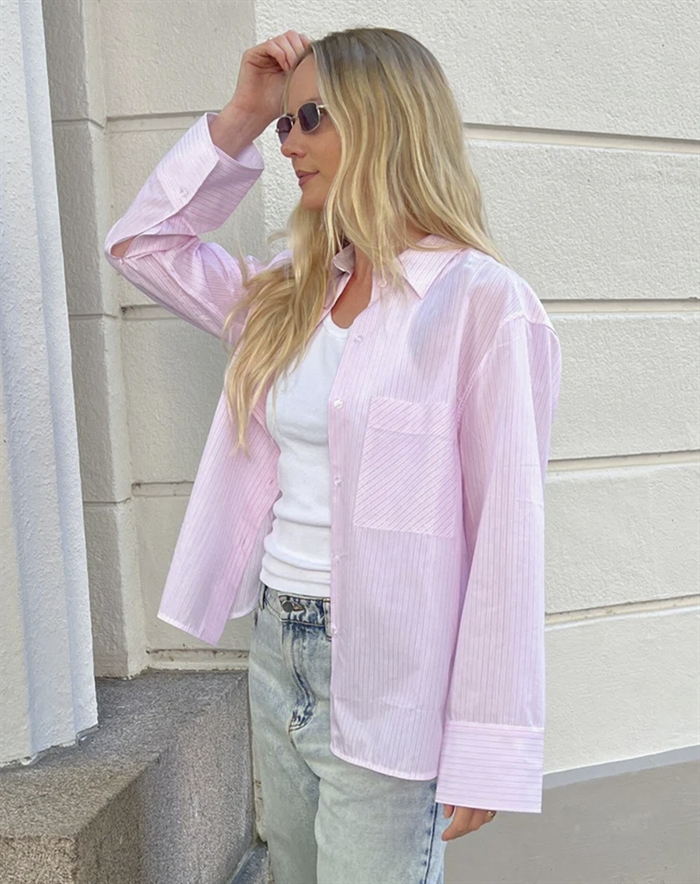 Day Birger et Mikkelsen - Mac Classic Stripe RD Skjorte - Pink-a-Boo