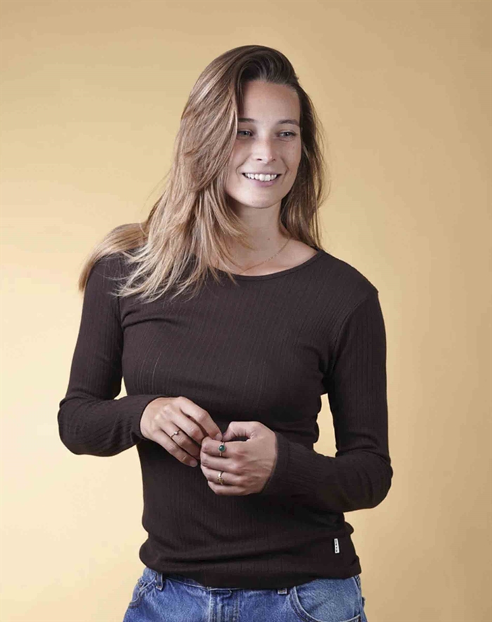 Elsk - Pointelle Women\'s Langærmet Trøje - Brown