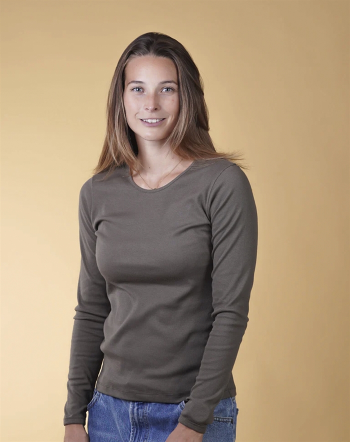 Elsk - Rib Women\'s LS T-Shirt - Mossy Bark