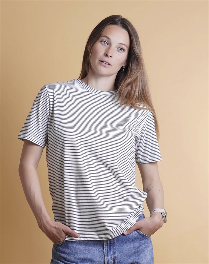 Elsk - Striped Casual T-shirt - White/Black