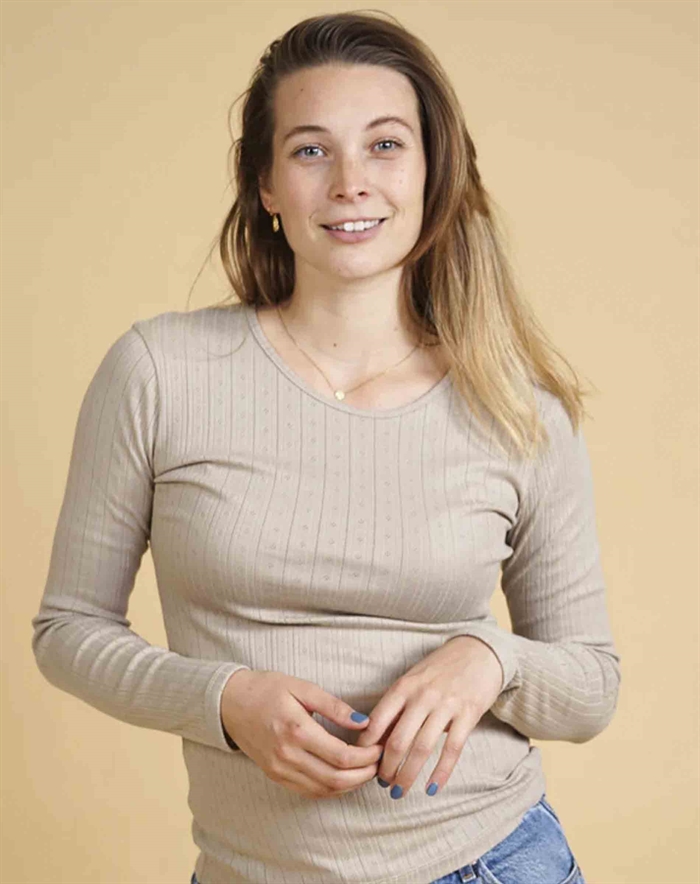 Elsk - Pointelle Women\'s Langærmet Trøje - Beige