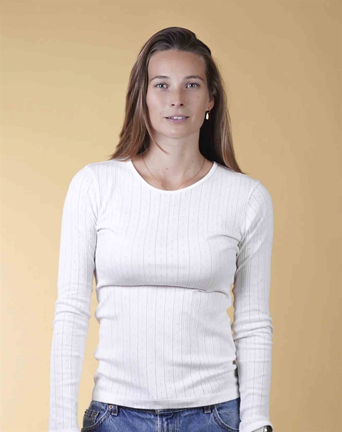 Elsk - Pointelle Women\'s Langærmet Trøje - Off White