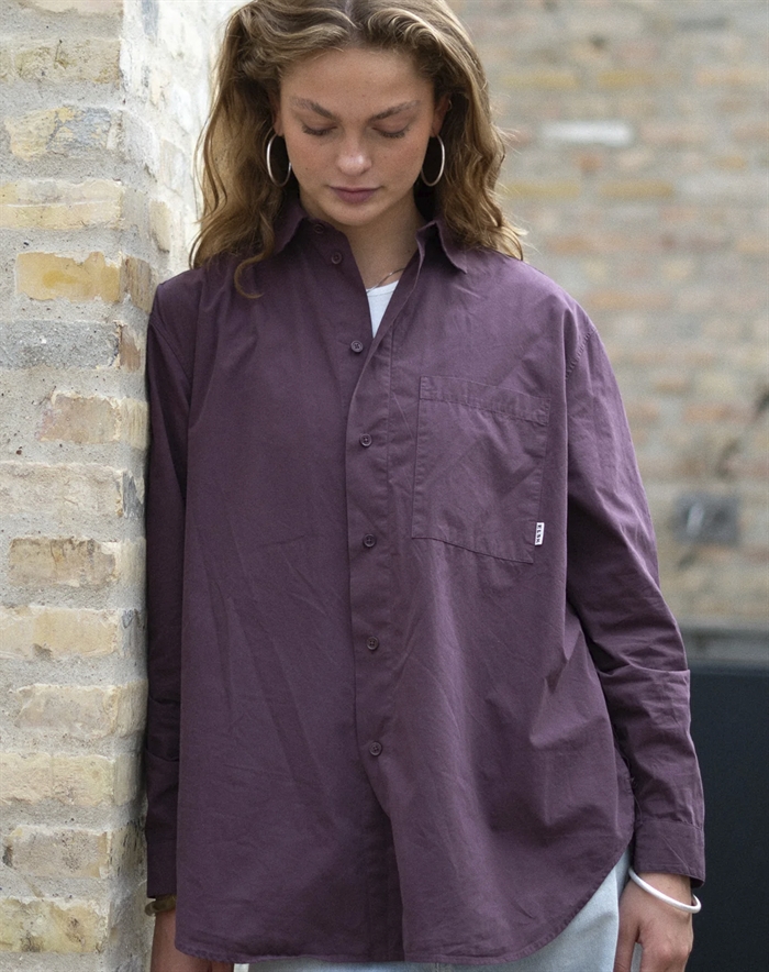 Elsk - Poplin Skjorte - Aged Maroon